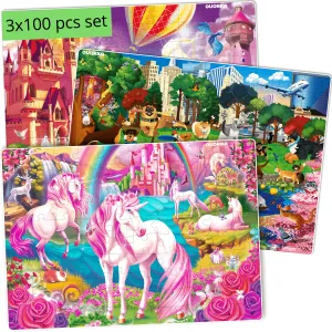 100 Pcs Floor Puzzles for Kids | Unicorns, Princess & Animals