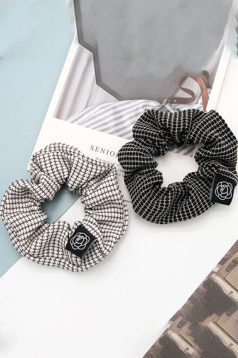 2PCS HAIR TIE PLAID PATTERN SCRUNCHIE, 2PCS PER 1 PACK