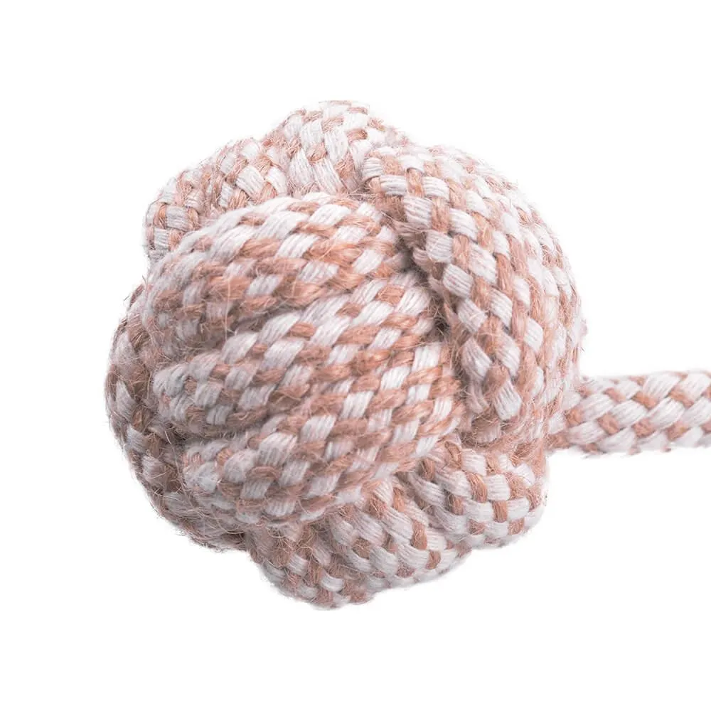 AllPetSolutions Natural Hemp Ball on a Rope Dog Toy