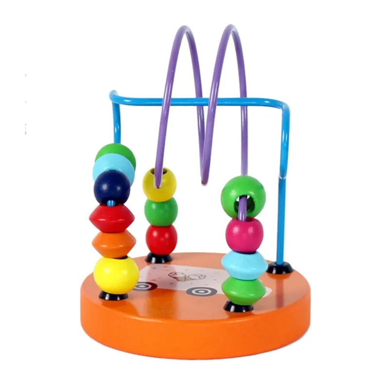 Baby Montessori Educational Math Toy Wooden mini Circles Bead Wire Maze Roller Coaster Abacus Puzzle toys For Kids Boy Girl Gift