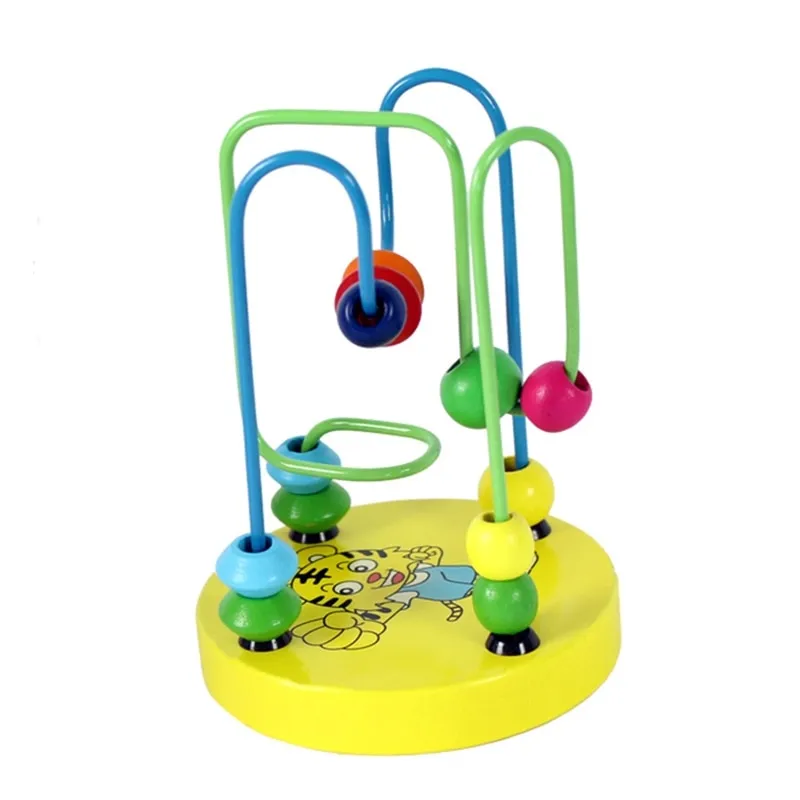 Baby Montessori Educational Math Toy Wooden mini Circles Bead Wire Maze Roller Coaster Abacus Puzzle toys For Kids Boy Girl Gift