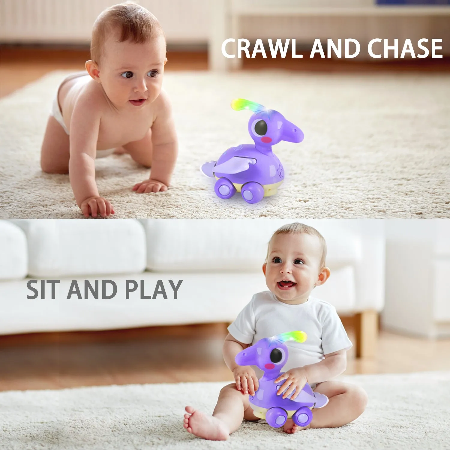 Baby Toddler Dinosaur Music Crawling Toys Moving Toy