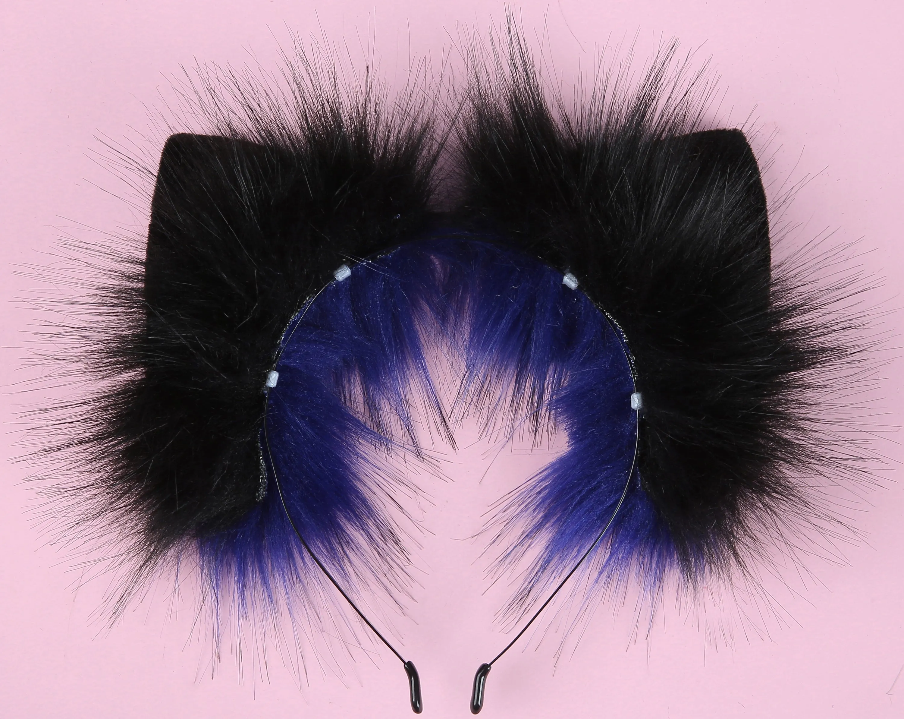 blue black tug tail plug and ear set fluffy fox tail butt plug and ear set wolf tail buttplug sex toy bdsm cat tail bondage petplay