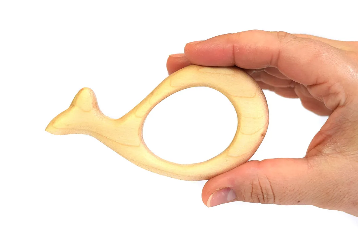 Bumbu Handmade Wooden Whale Baby Teether