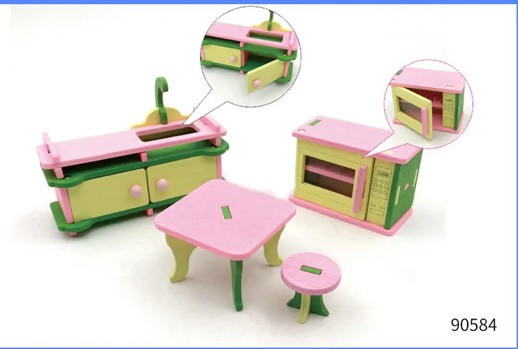 Children's Wooden Doll Miniature Play House Toy