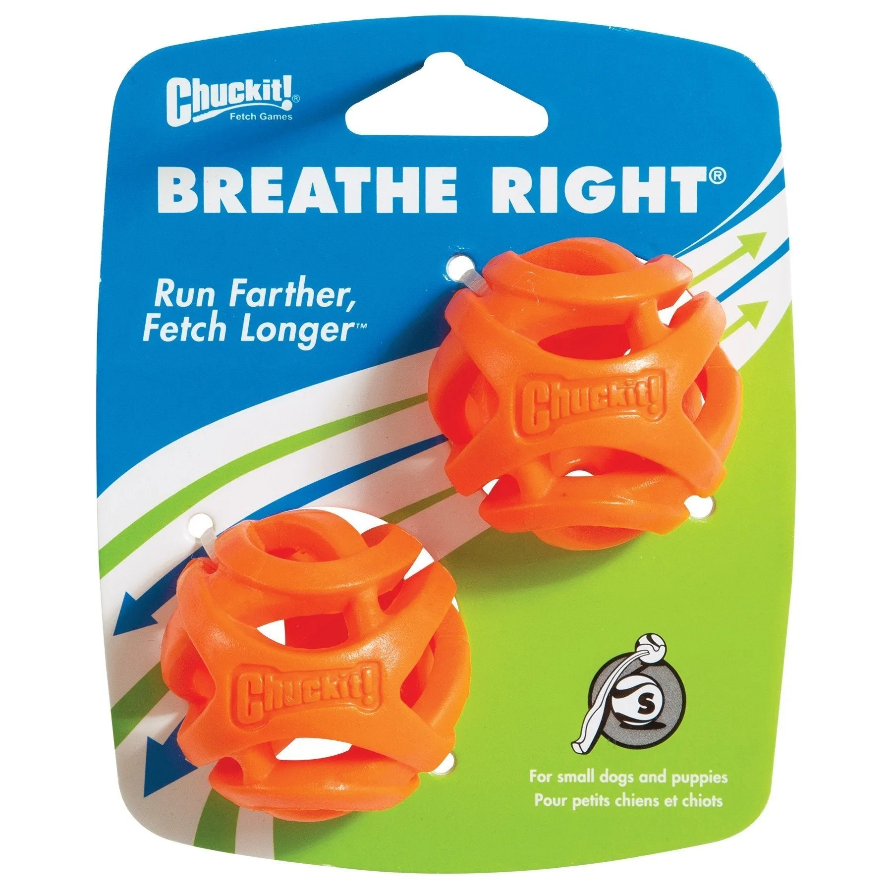 Chuckit Breathe Right Fetch Ball Small Dog Toy 2 Pack^^^