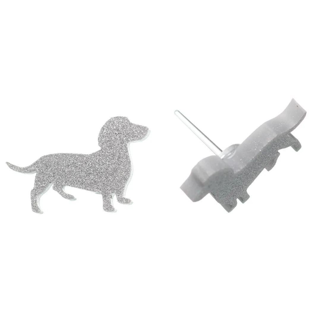 Dachshund Dog Glitter Studs Hypoallergenic Earrings for Sensitive Ears Made with Plastic Posts