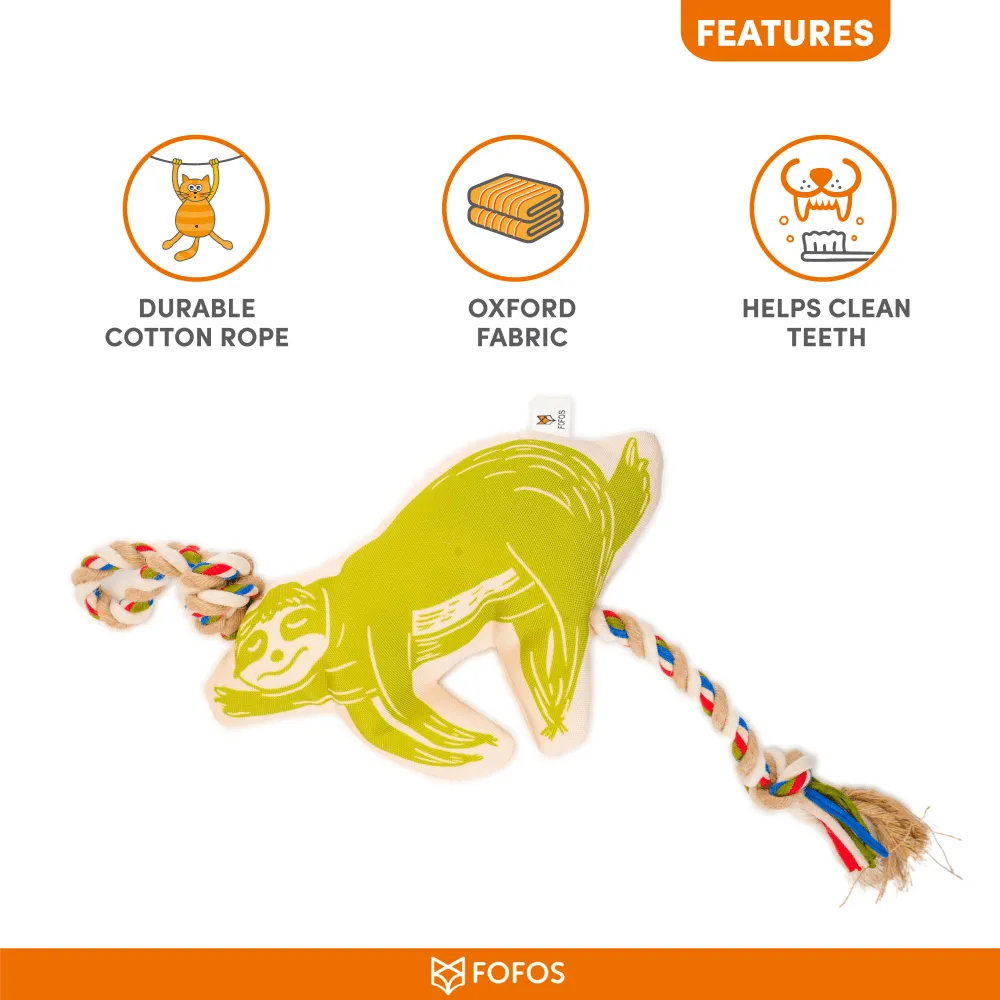 Fofos Flossy Rope Toy With Sloth for Dogs