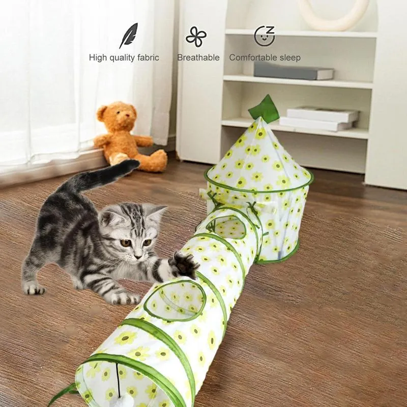 Foldable Playful Interactive Cat Tunnel Toys With Tent