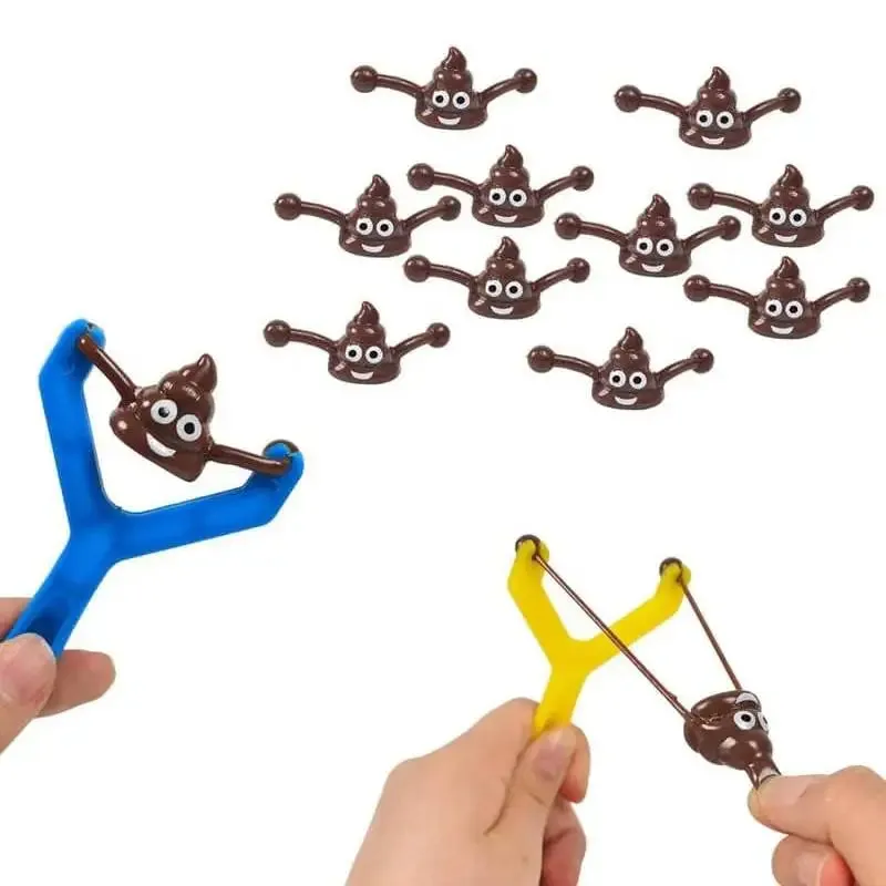 Hilarious 12-Pack Mini Rubber Poop Slingshot Toys for Endless Fun