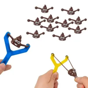 Hilarious 12-Pack Mini Rubber Poop Slingshot Toys for Endless Fun