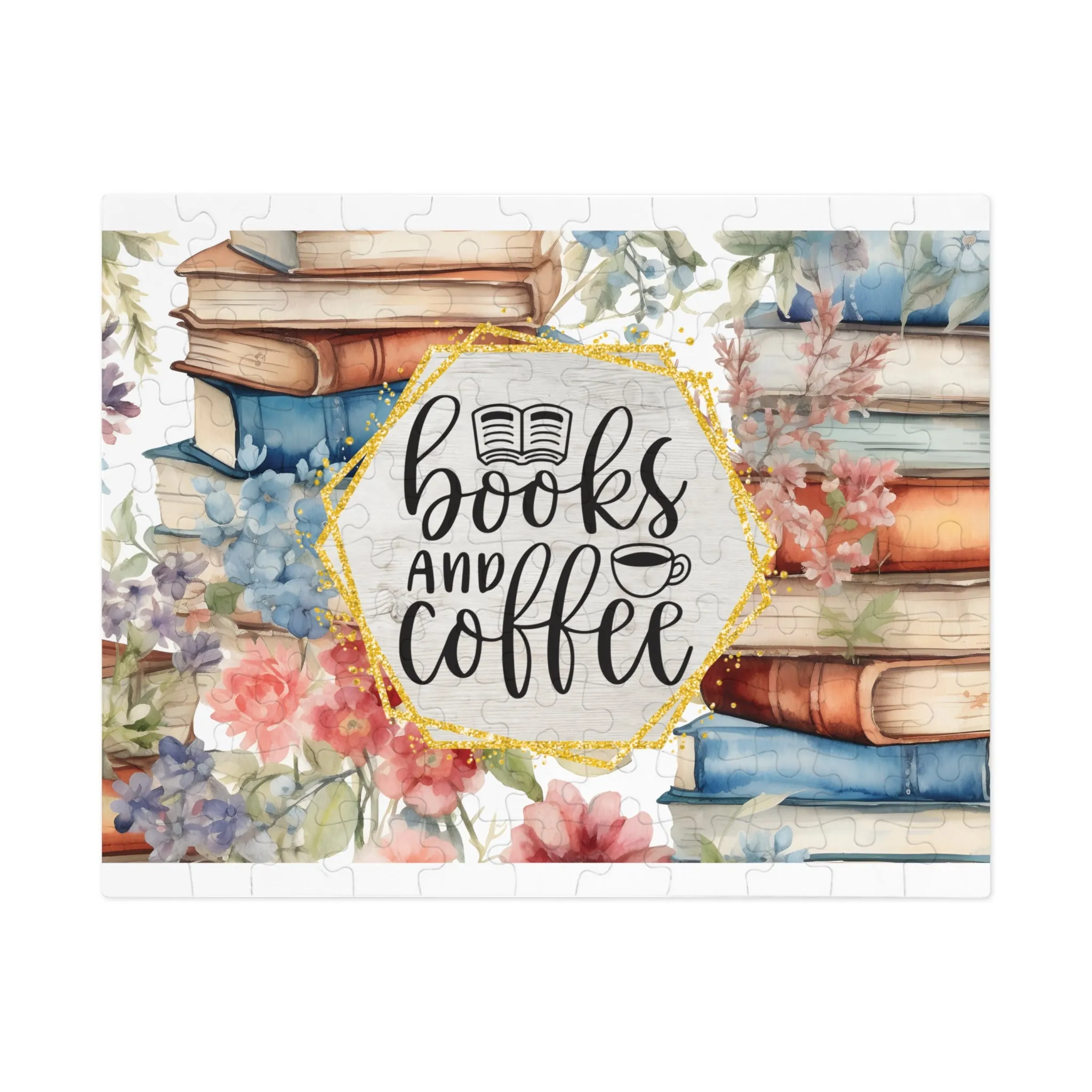 Jigsaw Puzzle, Book Lovers, Books and Coffee, Personalised/Non-Personalised (30, 110, 252, 500,1000-Piece)