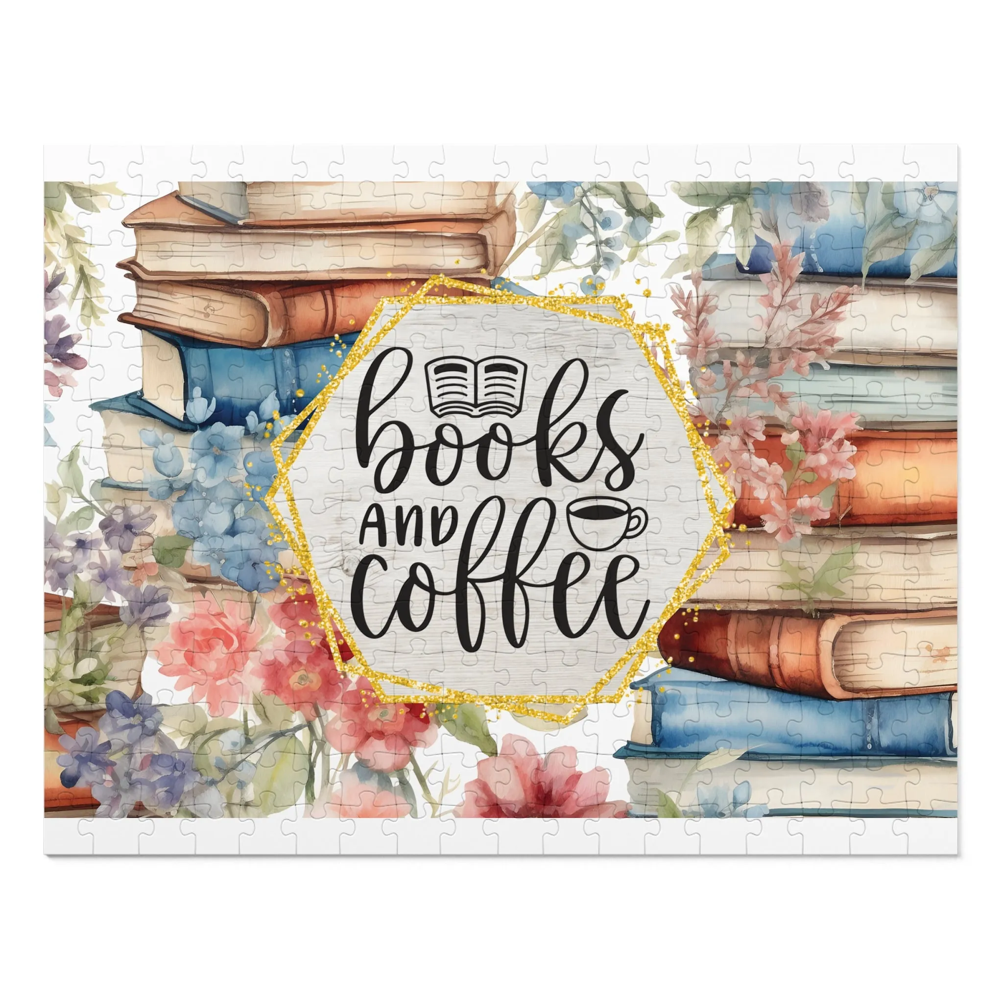 Jigsaw Puzzle, Book Lovers, Books and Coffee, Personalised/Non-Personalised (30, 110, 252, 500,1000-Piece)