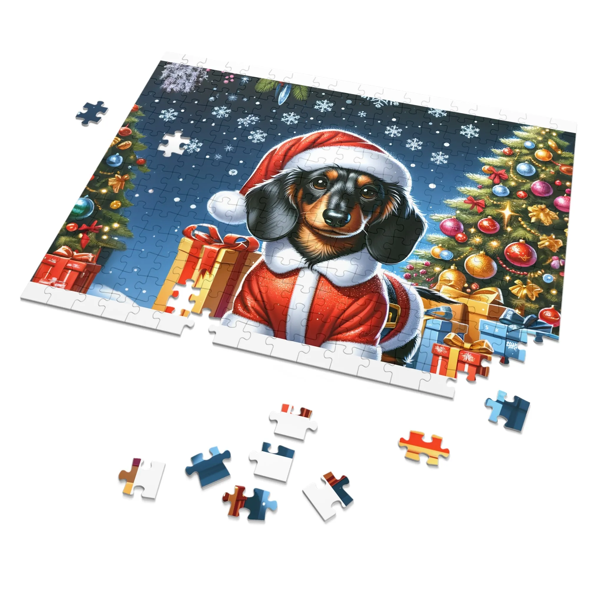 Jigsaw Puzzle, Christmas, Dashound, Personalised/Non-Personalised (30, 110, 252, 500,1000-Piece)