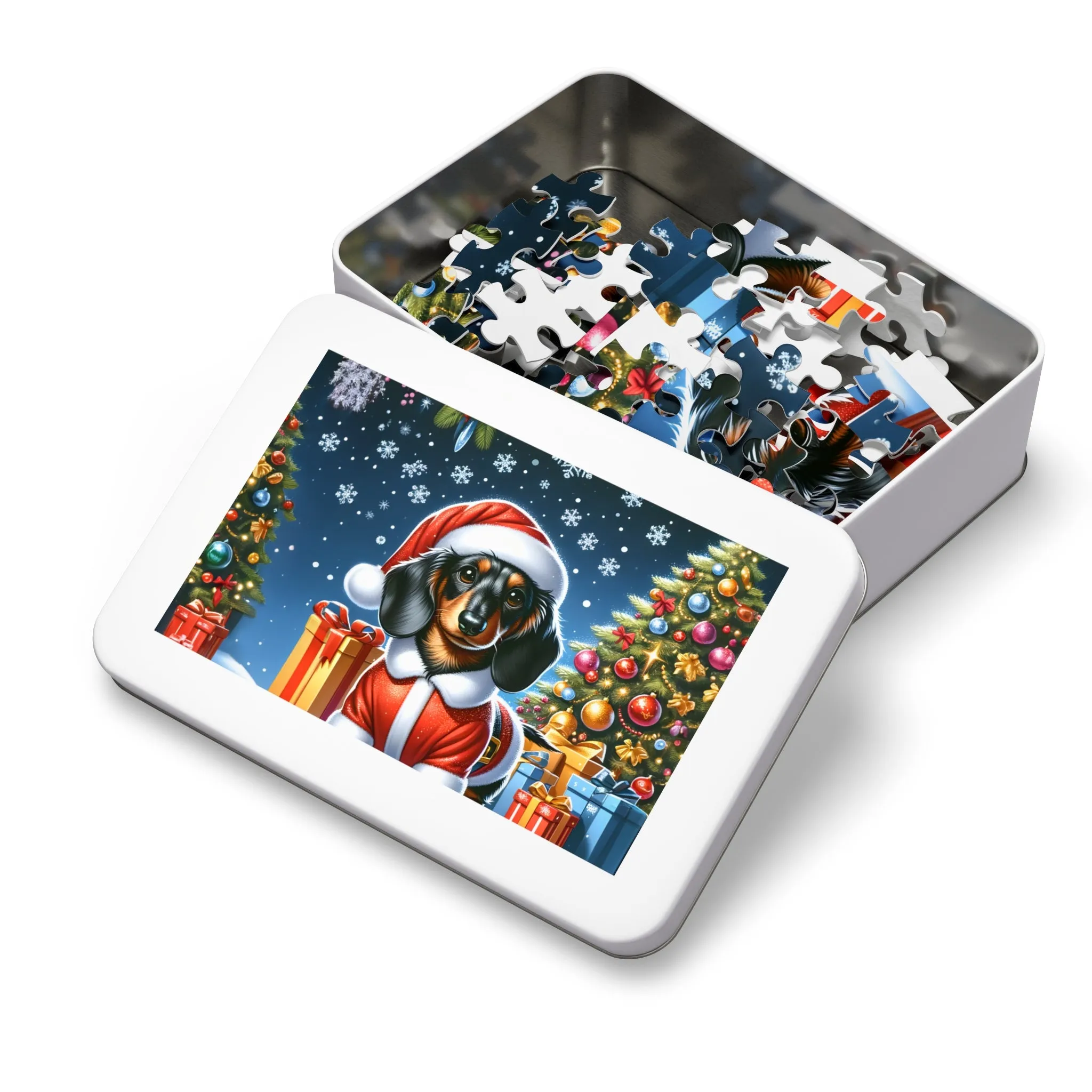 Jigsaw Puzzle, Christmas, Dashound, Personalised/Non-Personalised (30, 110, 252, 500,1000-Piece)