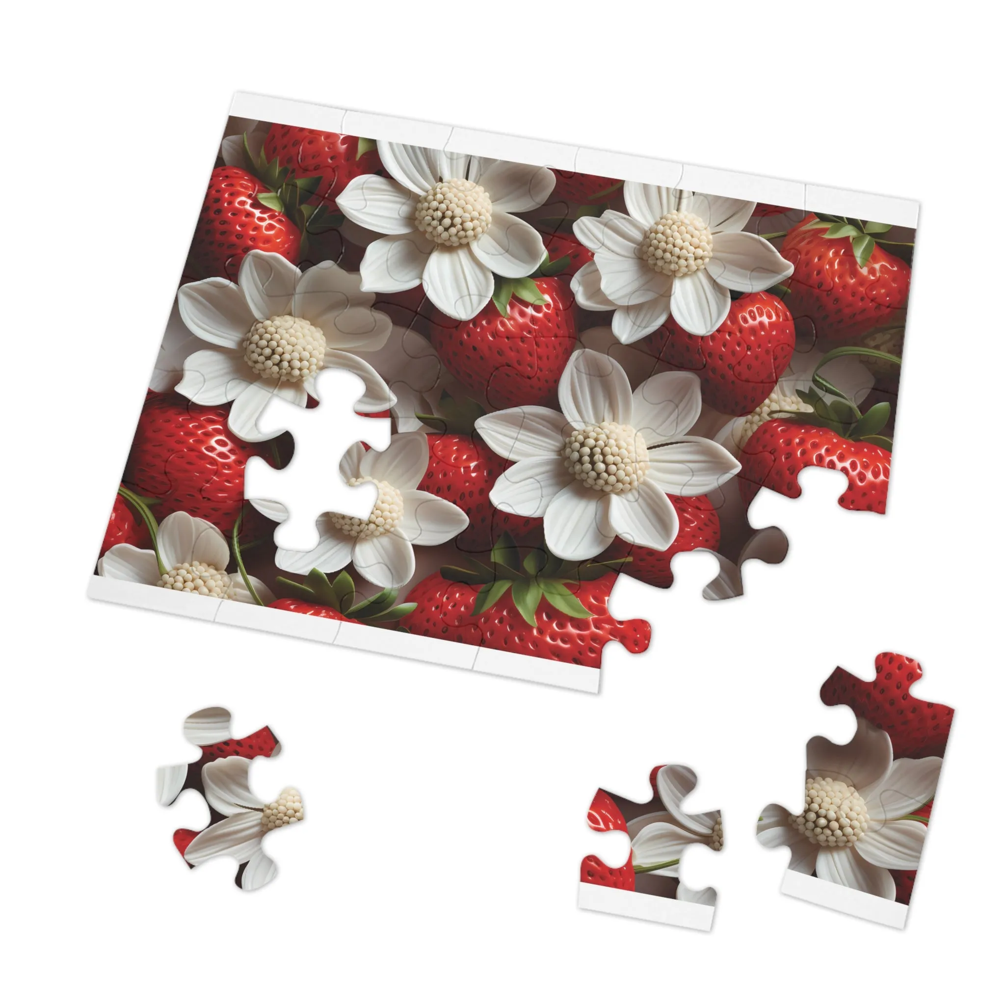 Jigsaw Puzzle, Floral, Strawberries, Personalised/Non-Personalised (30, 110, 252, 500,1000-Piece)