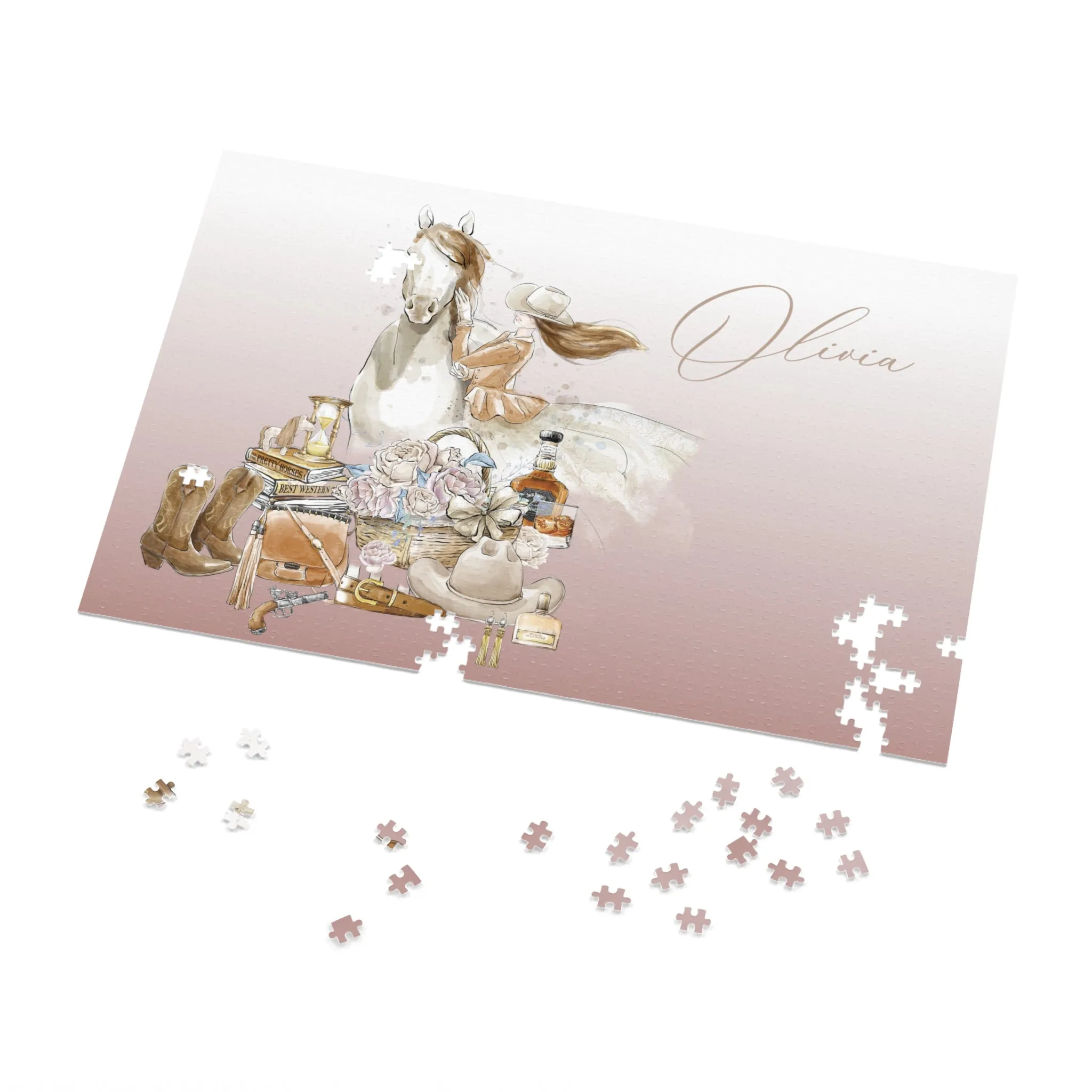 Jigsaw Puzzle, Western, Just a Girl Who Loves Horses, Personalised/Non-Personalised (30, 110, 252, 500,1000-Piece)