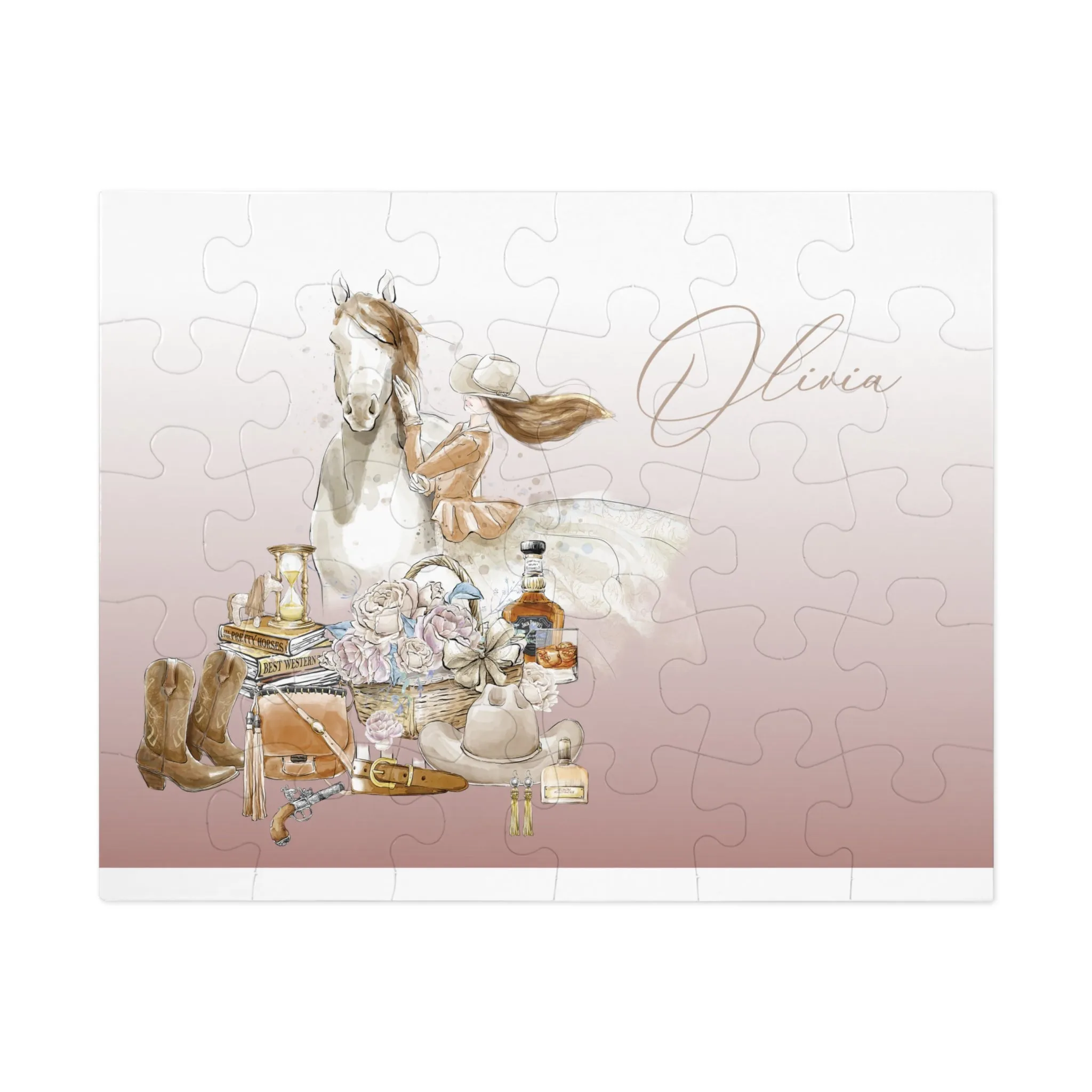 Jigsaw Puzzle, Western, Just a Girl Who Loves Horses, Personalised/Non-Personalised (30, 110, 252, 500,1000-Piece)