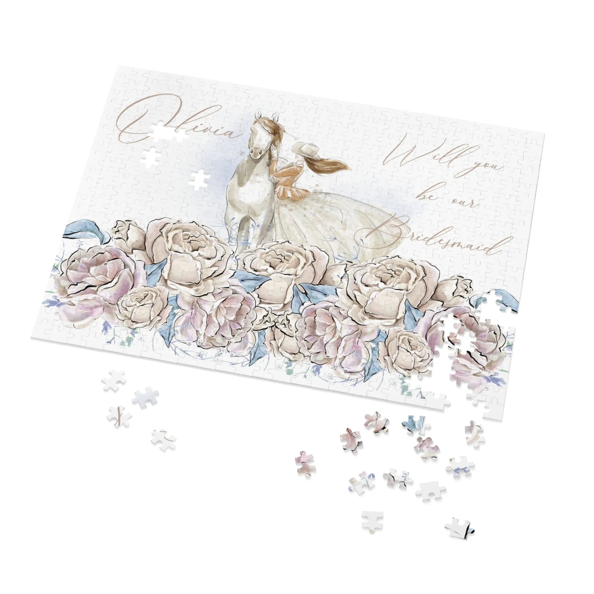 Jigsaw Puzzle, Western, Romance Floral, Bridal, Will you be our Bridesmaid, Personalised/Non-Personalised (30, 110, 252, 500,1000-Piece)