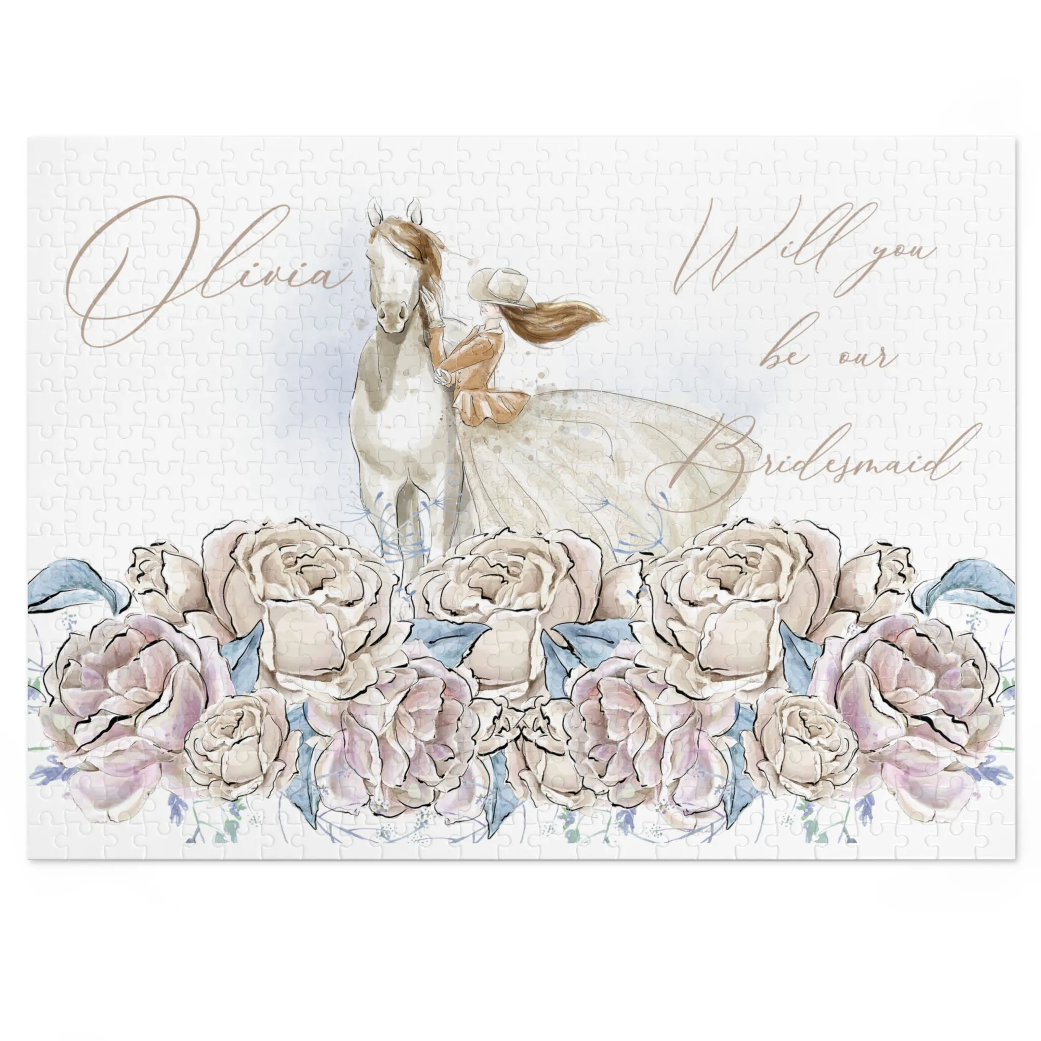 Jigsaw Puzzle, Western, Romance Floral, Bridal, Will you be our Bridesmaid, Personalised/Non-Personalised (30, 110, 252, 500,1000-Piece)