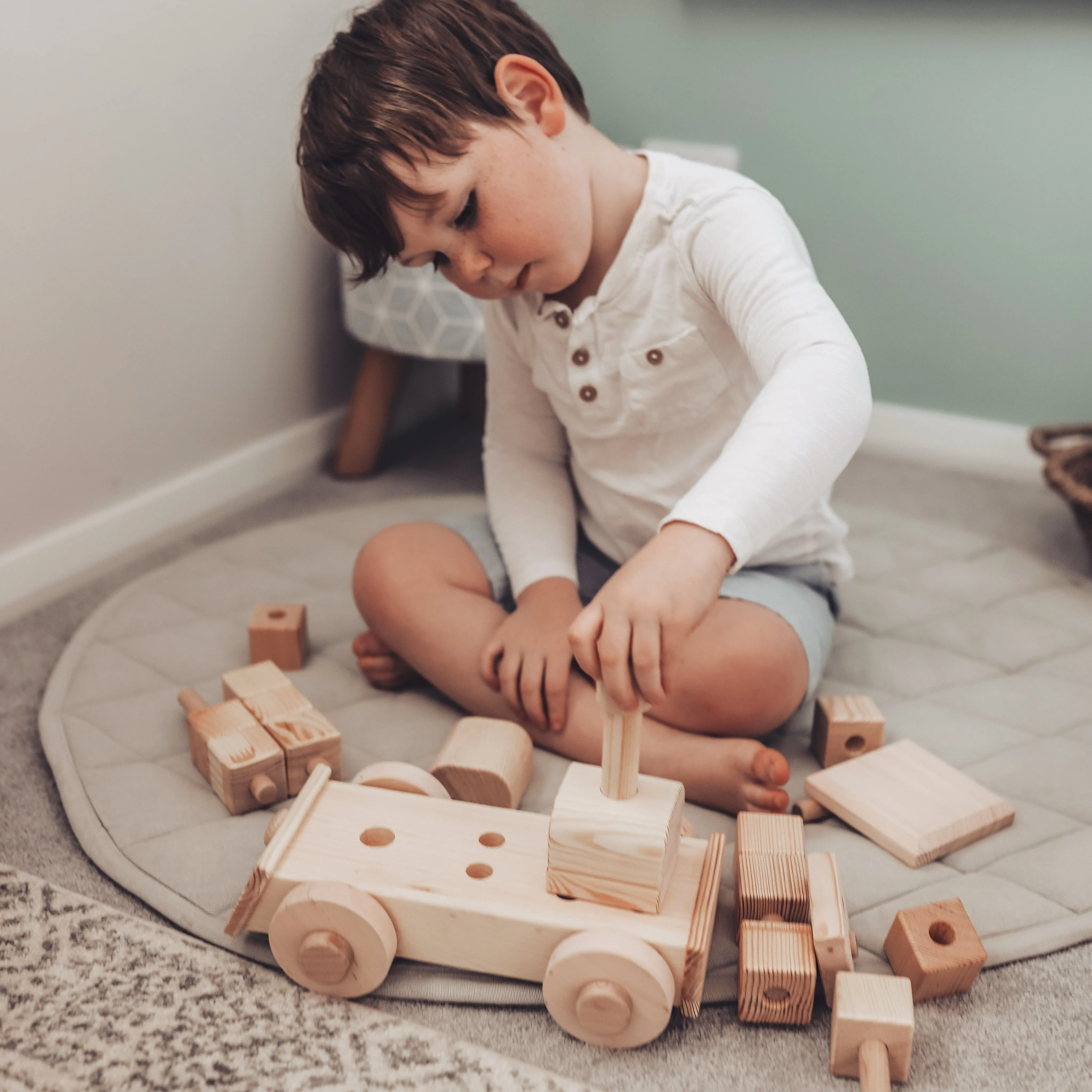 Large Natural Wooden Puzzle Train - Annie