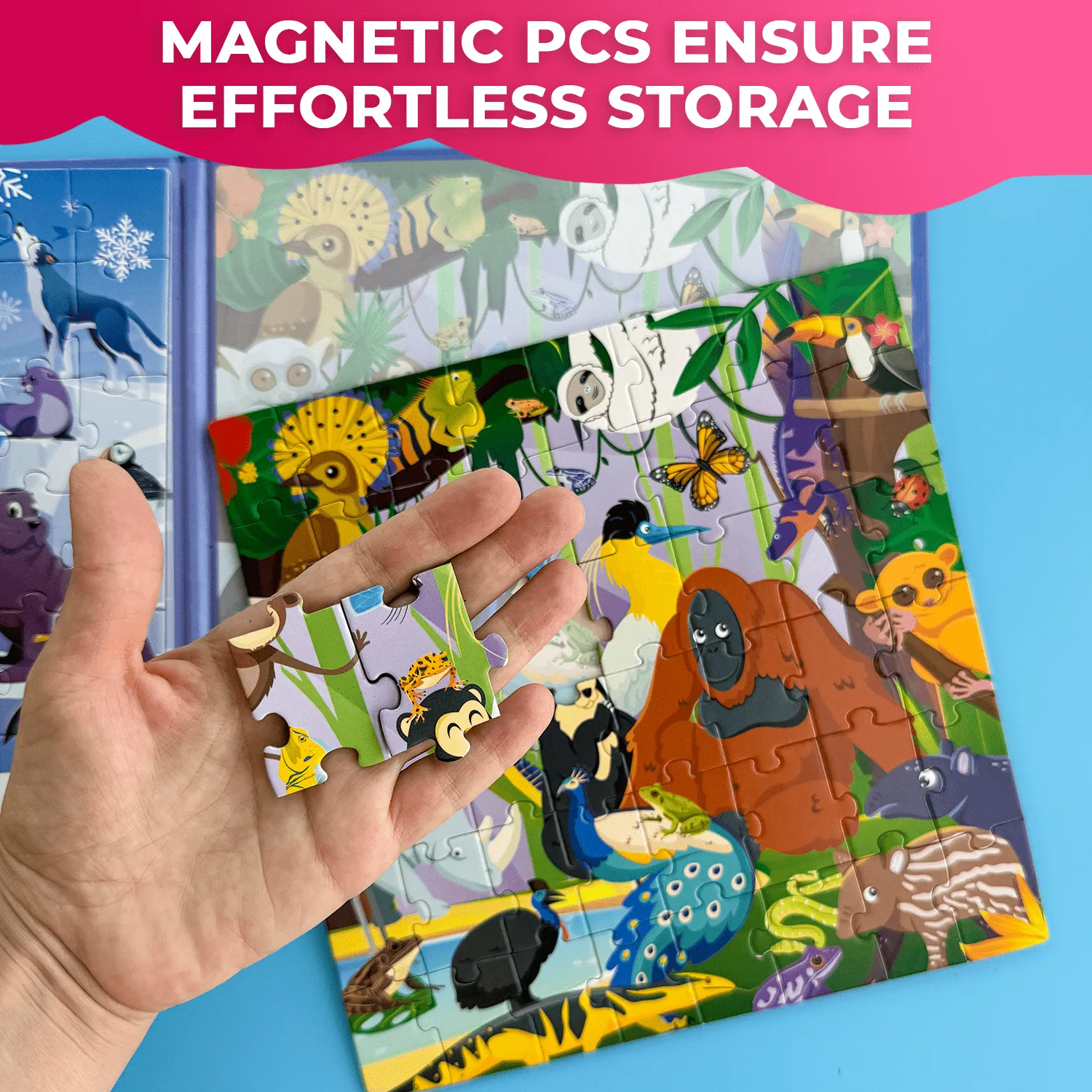 Magnetic Book 2x48 Pcs Puzzles for Kids | Polar & Rainforest