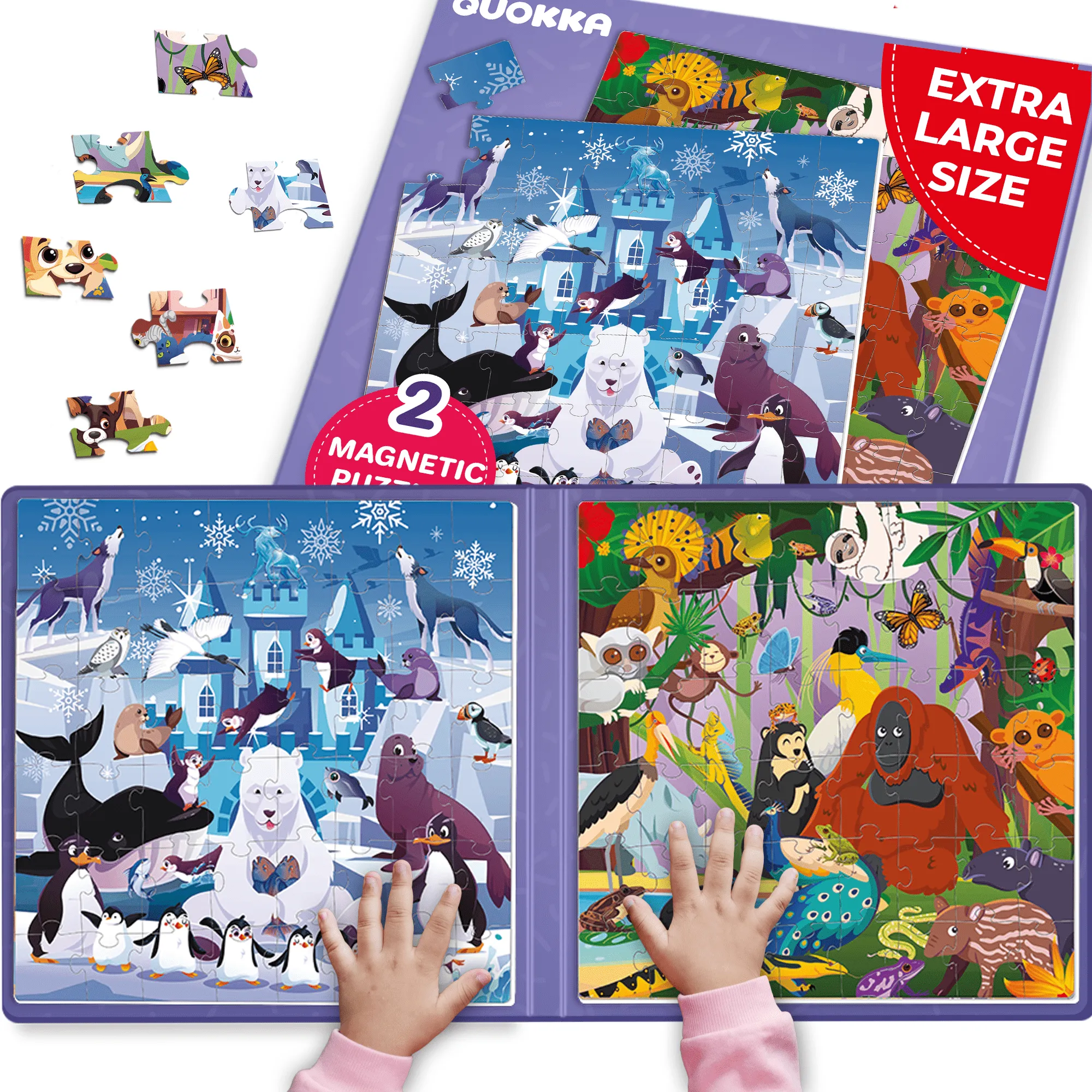 Magnetic Book 2x48 Pcs Puzzles for Kids | Polar & Rainforest