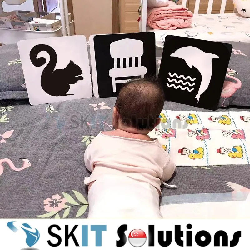 Newborn Baby Visual Stimulation Training Flash Card Early Learning Educational Toys Montessori Black White Color Visual