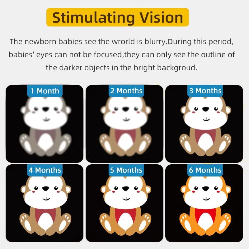 Newborn Baby Visual Stimulation Training Flash Card Early Learning Educational Toys Montessori Black White Color Visual