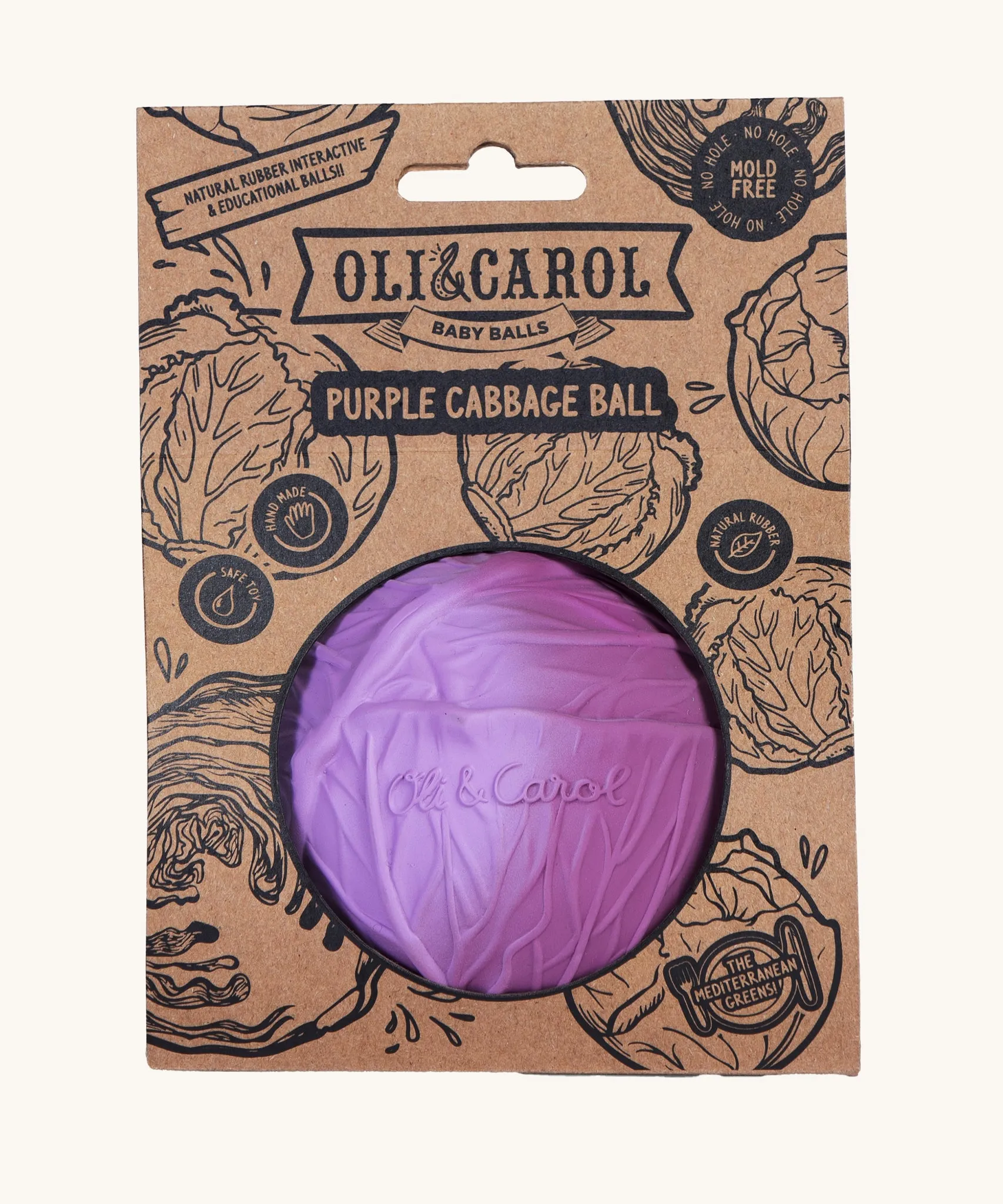 Oli & Carol Natural Rubber Baby Ball - Purple Cabbage