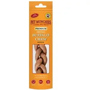 Pet Munchies Premium Natural  Buffalo Dental Dog Chew (Medium) Super Value Multi-Pack 8x55g