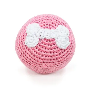 Pink Bone Ball Crochet Dog Toy with Squeaker