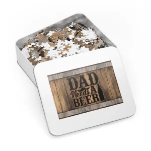 Puzzle, Dad, Dad needs a Beer, Personalised/Non-Personalised (30, 110, 252, 500,1000-Piece) awd-568