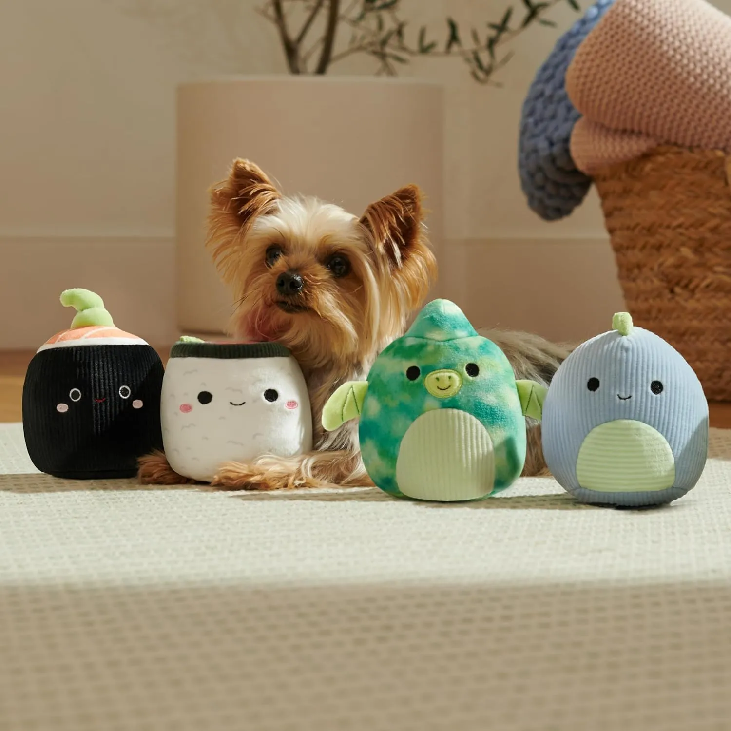 Squishmallows Squeaky Plush Dog Toys Shozo Shu, Fletcher & Rashad