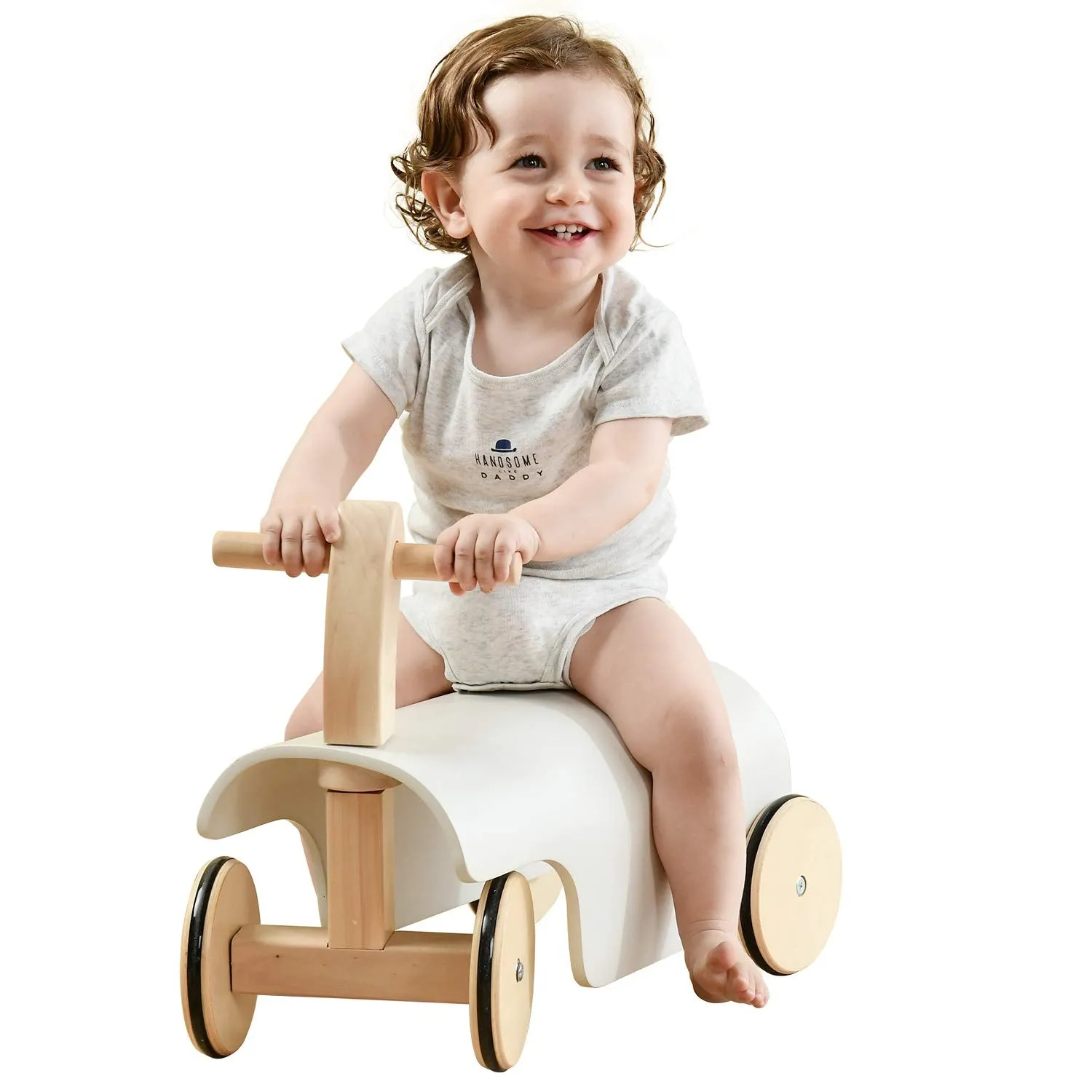 Toddler Wooden Ride-On Toy with Wheels