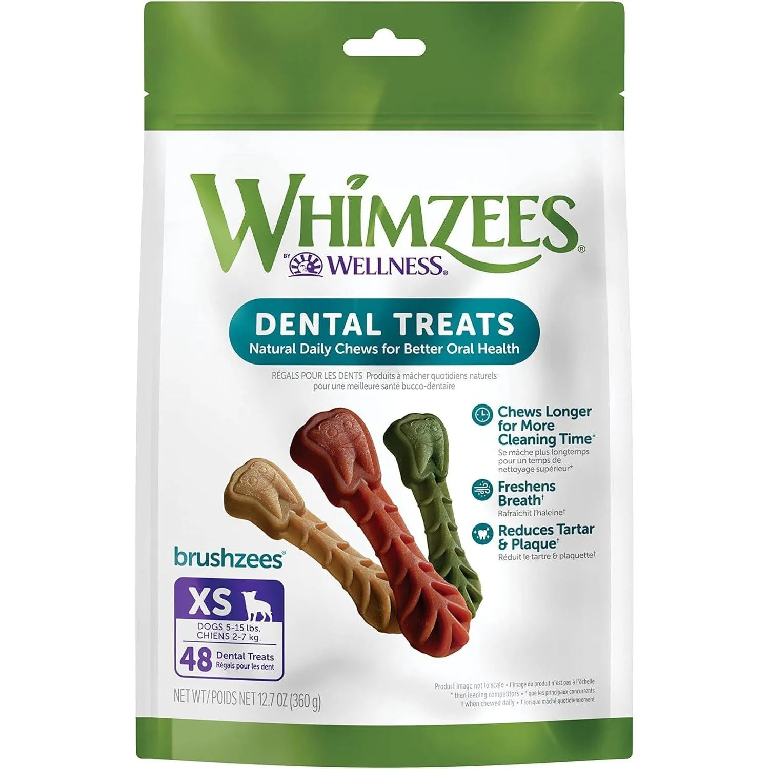 Whimzees Natural Grain Free Daily Dental Long Lasting Dog Treats Brushzees