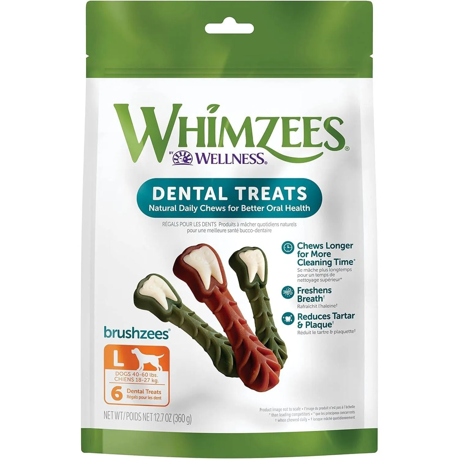 Whimzees Natural Grain Free Daily Dental Long Lasting Dog Treats Brushzees