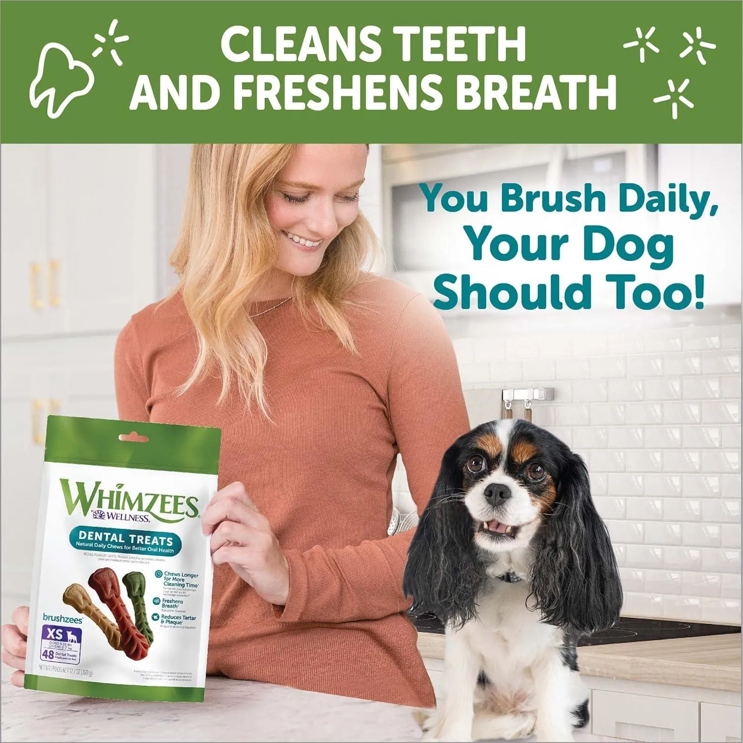 Whimzees Natural Grain Free Daily Dental Long Lasting Dog Treats Brushzees