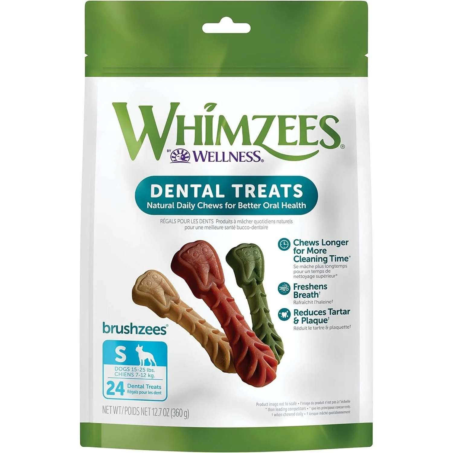 Whimzees Natural Grain Free Daily Dental Long Lasting Dog Treats Brushzees