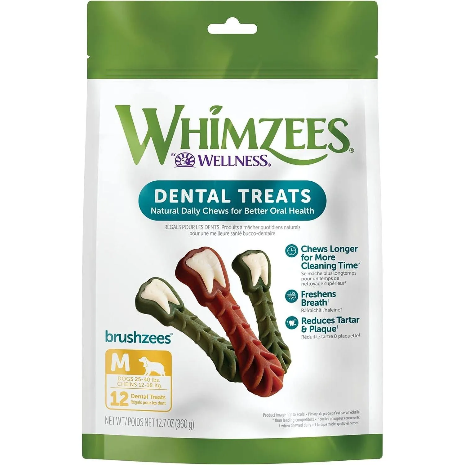 Whimzees Natural Grain Free Daily Dental Long Lasting Dog Treats Brushzees